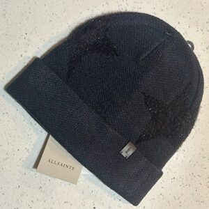 NWT/ All Saints / Metallic Star Beanie in Collegiate Blue/Black-new,flawless